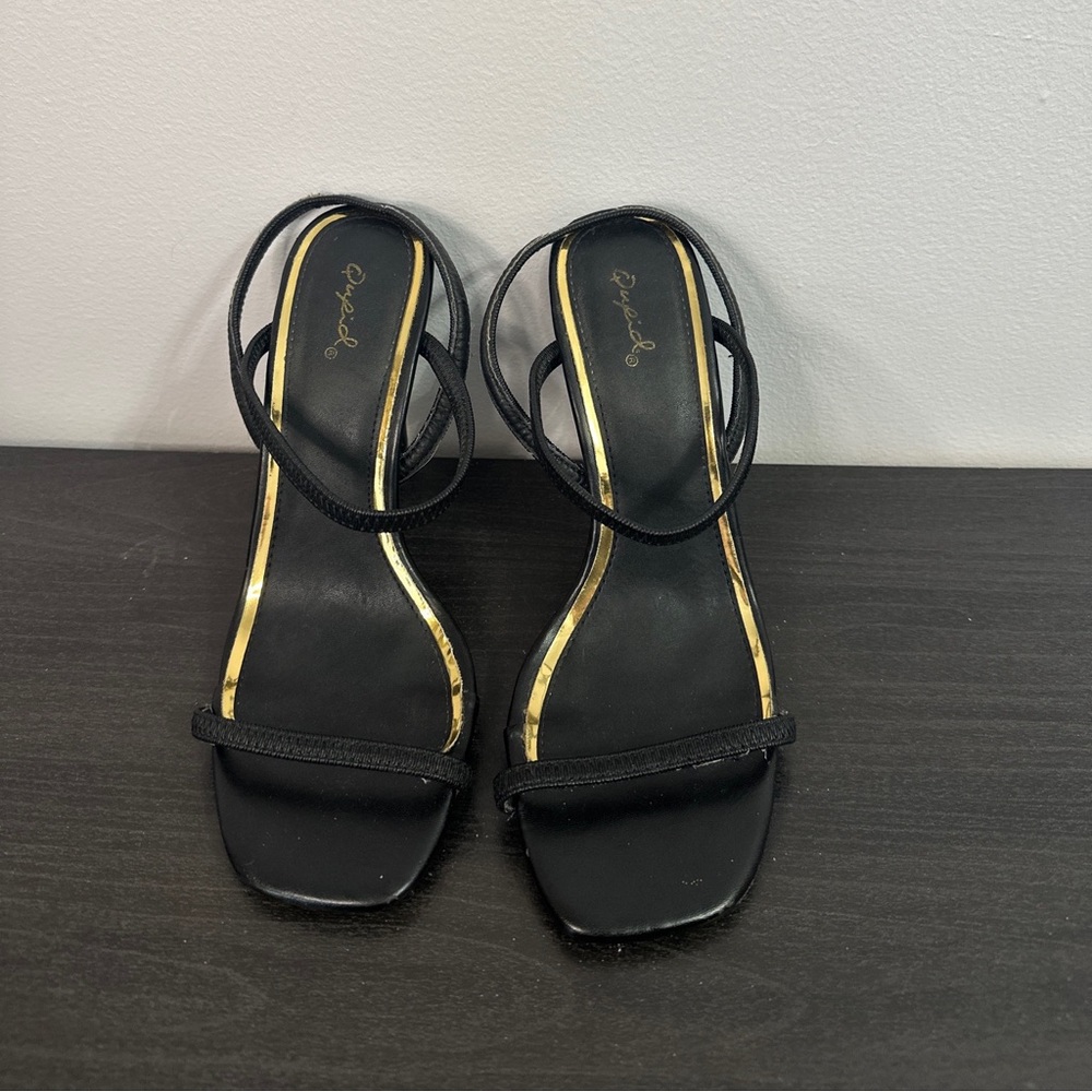 Qupid Black Strappy Heels